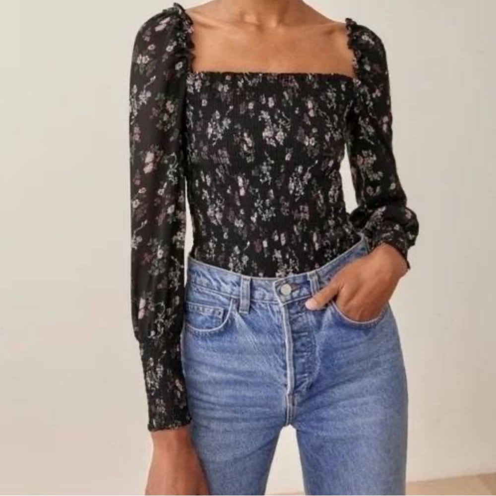 Reformation Pinto Smocked Top Jolene Floral Print